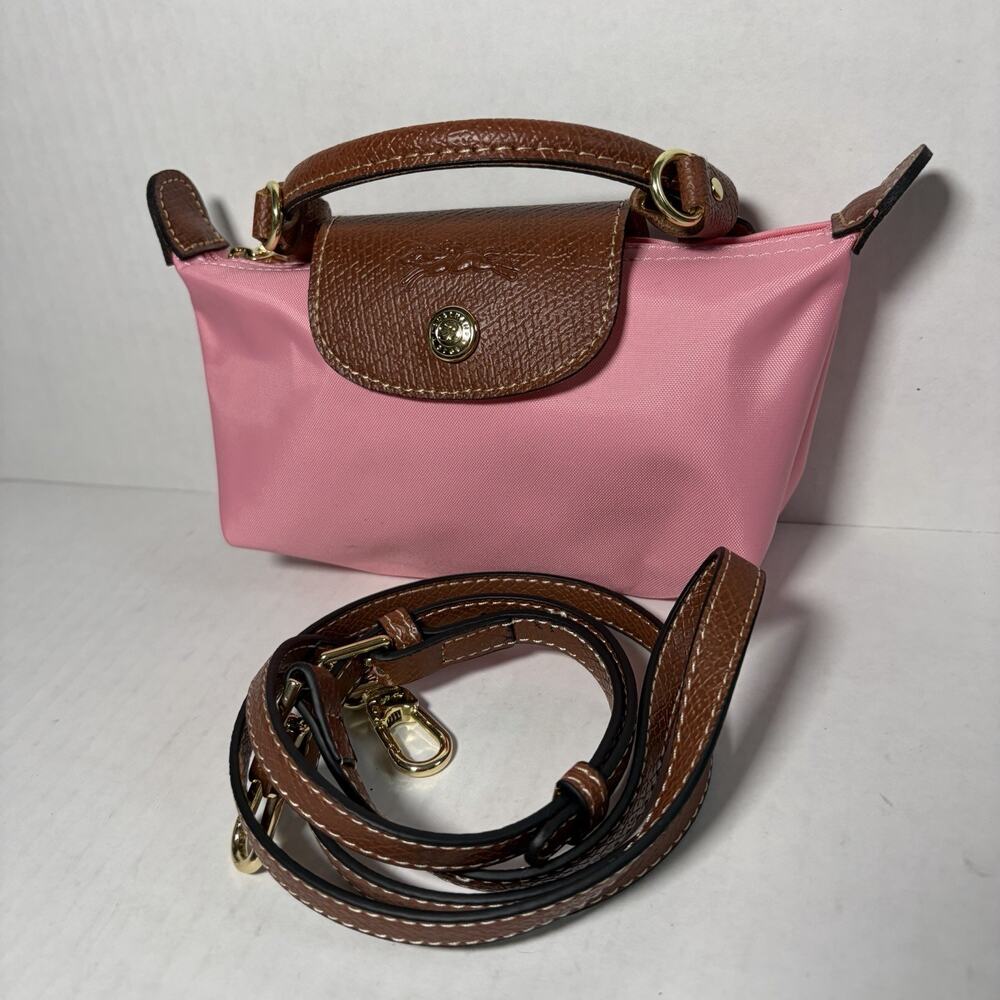 Longchamp Le Pliage XS Pink Crossbody Top Handle Nylon Mini Bag